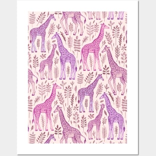 Pink Giraffe Pattern Posters and Art